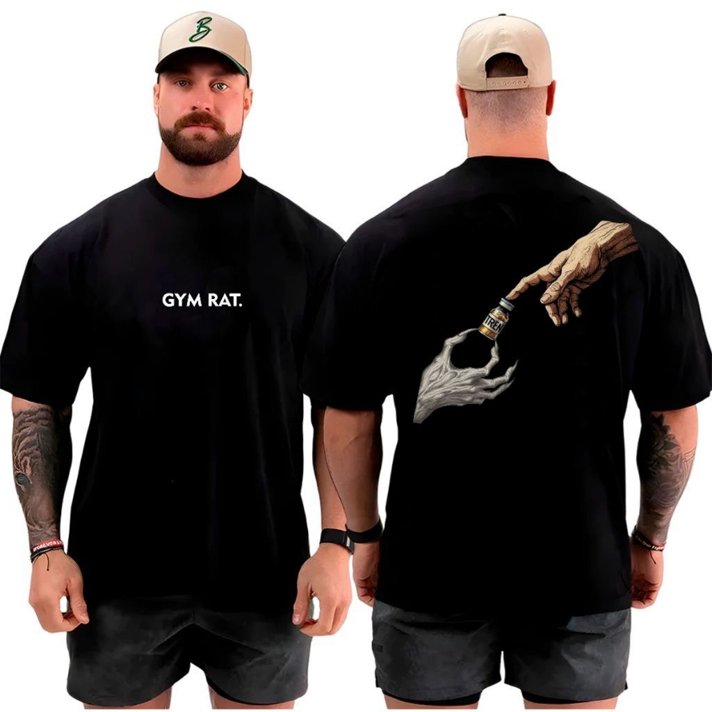Camiseta Oversized Academia Gyn Rat Trembolona Gola Alta Tecido Confortável Unissex
