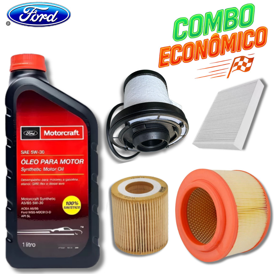 KIT 8 LITROS DE ÓLEO MOTORCRAFT SINTÉTICO 5W30 + FILTROS (RANGER 2.2 3.2 2019>)