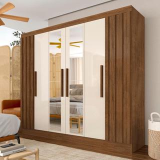 Roupeiro Casal 6 Pts Ripado Com Espelho Camille Frei/off Premium - M.a em Oferta na Shopee