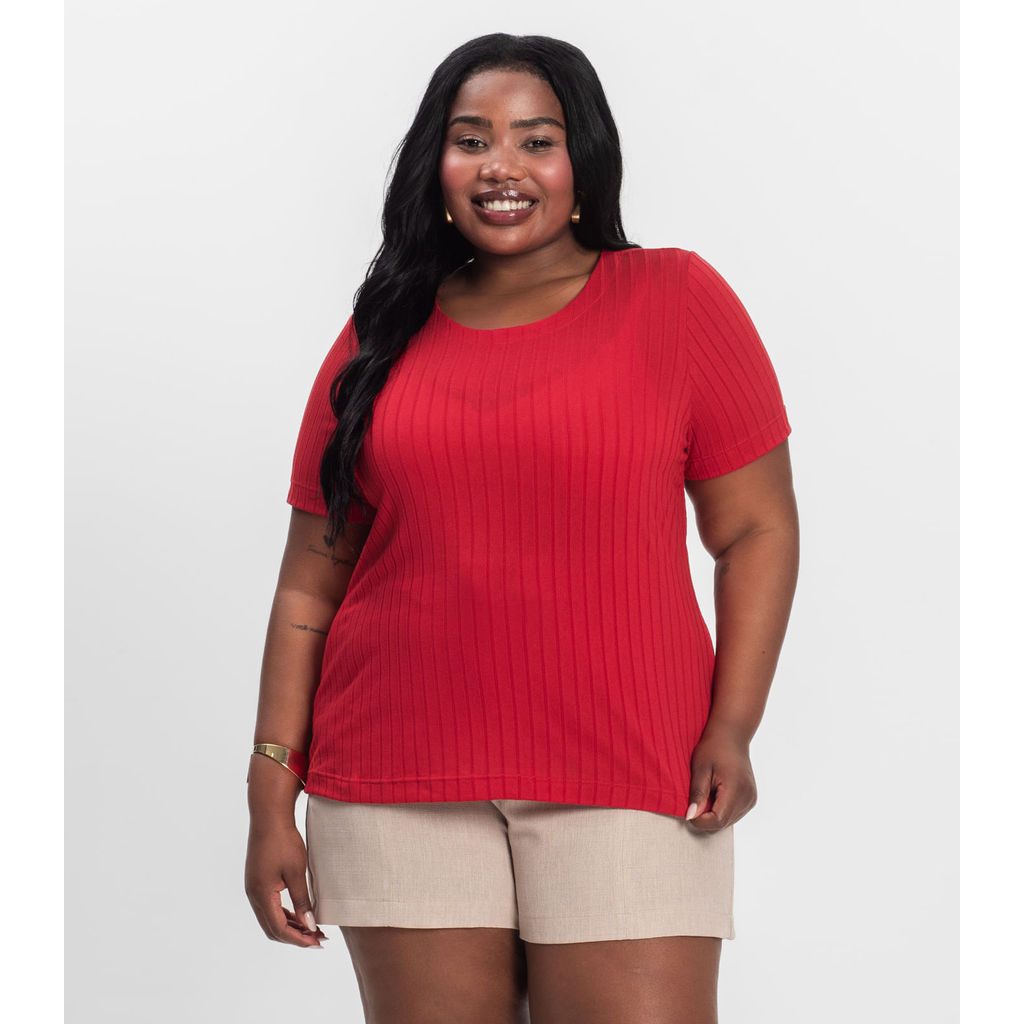 Blusa Malha Delicate Plus Infinita Cor Vermelho
