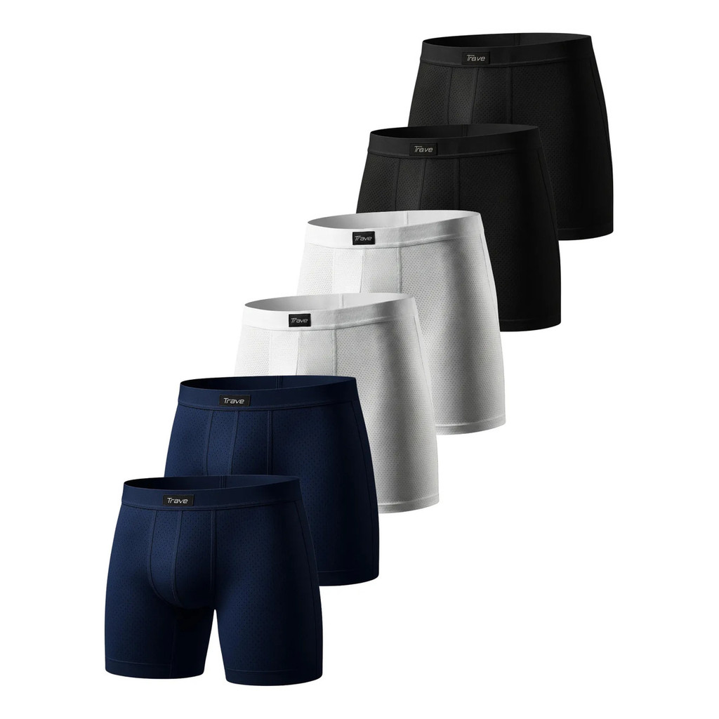 Kit 6 Cuecas Boxer Dry Fit Trave Masculina Antibacteriana Poliamida Durável Conforto Diário