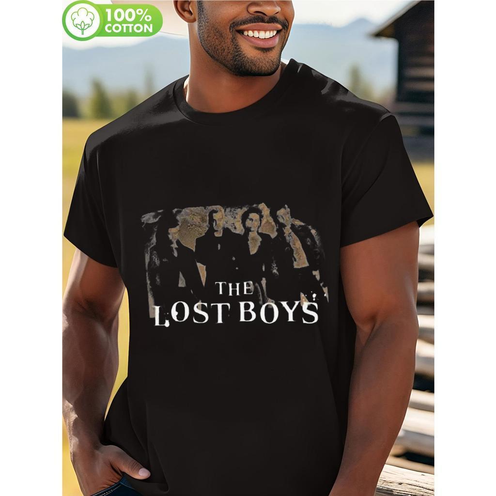Camiseta Vintage The Lost Boys para Homens - 100% Algodão 180 GSM, Corte Regular Streetwear, Design Retrô Preto para Uso