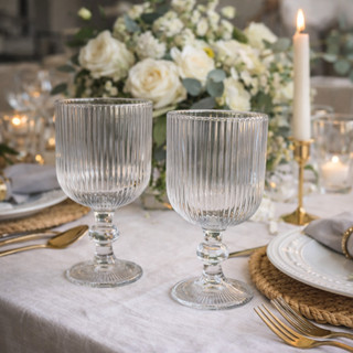 Jogo 6 Taças de Vidro Caneladas 330 ml Retrô Elegante | Taça para Sucos Drinks Elegante e Moderna em Oferta na Shopee