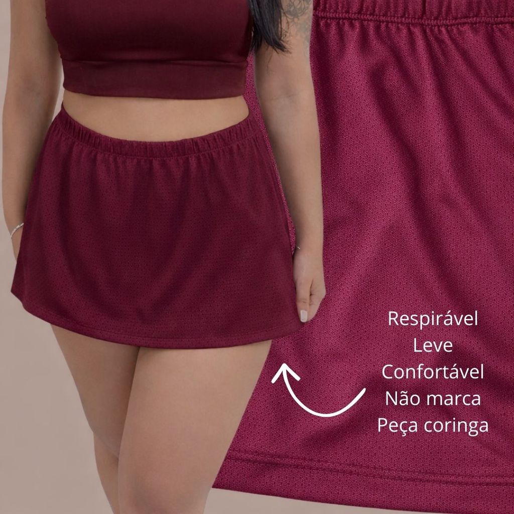 Saia fitness leve e confortável, não marca, não é transparente, ideal para roupa academia e preço promocional