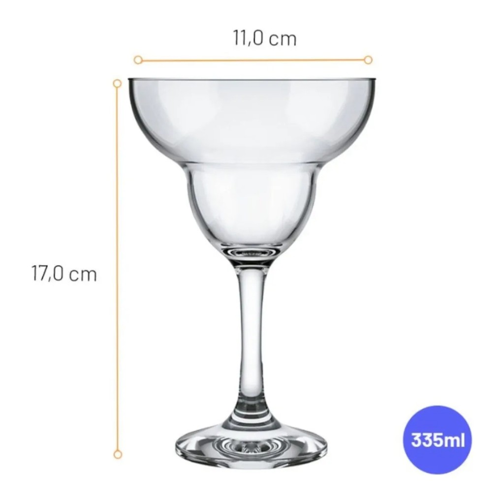 Jogo Kit 6 Taças Margarita 335ml Coquetel Drink Martine Cor Transparente Nadir