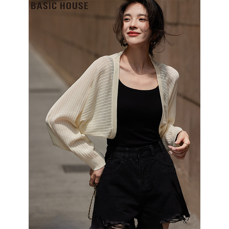 Casa básica/casa básica oco gelo seda protetor solar Cardigan malha xale estilingue vestido exterior jogo feminino 2026