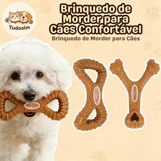 Brinquedo Interativo Osso Mordedor Cachorro Sabor Bacon Maciço E Resistente De Fibra De Trigo