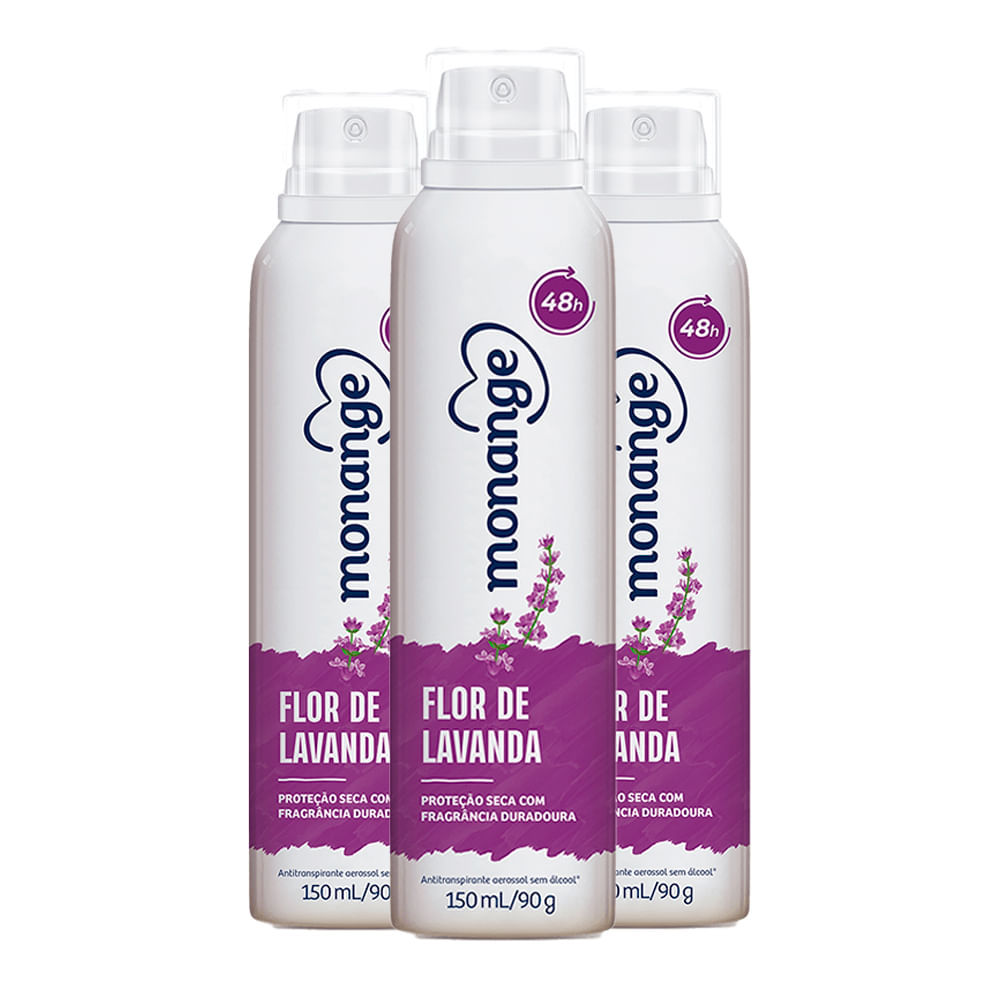 Kit Desodorante Aerosol Monange Flor De Lavanda 90g - 3 unidades em Oferta na Shopee