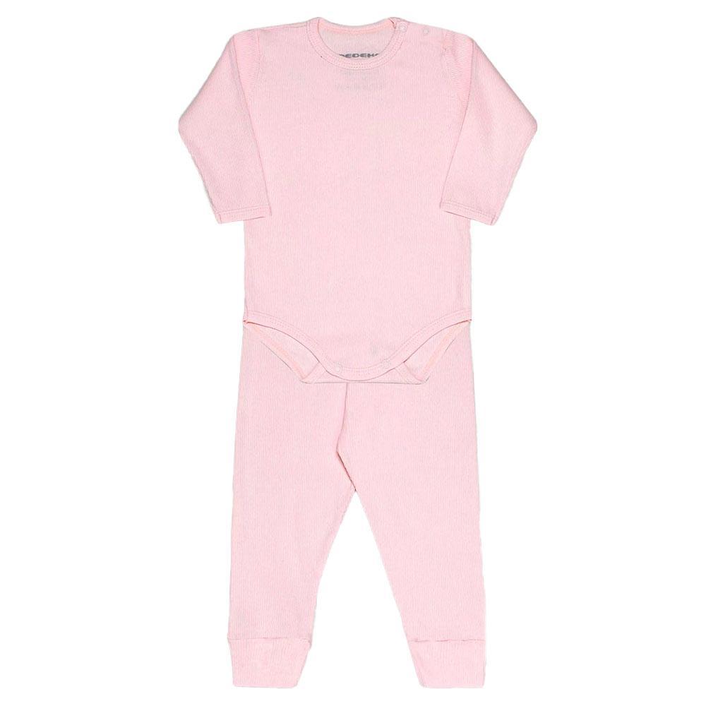 Conjunto Bebê Menina Dedeka Canelado Longo Rosa - 0890