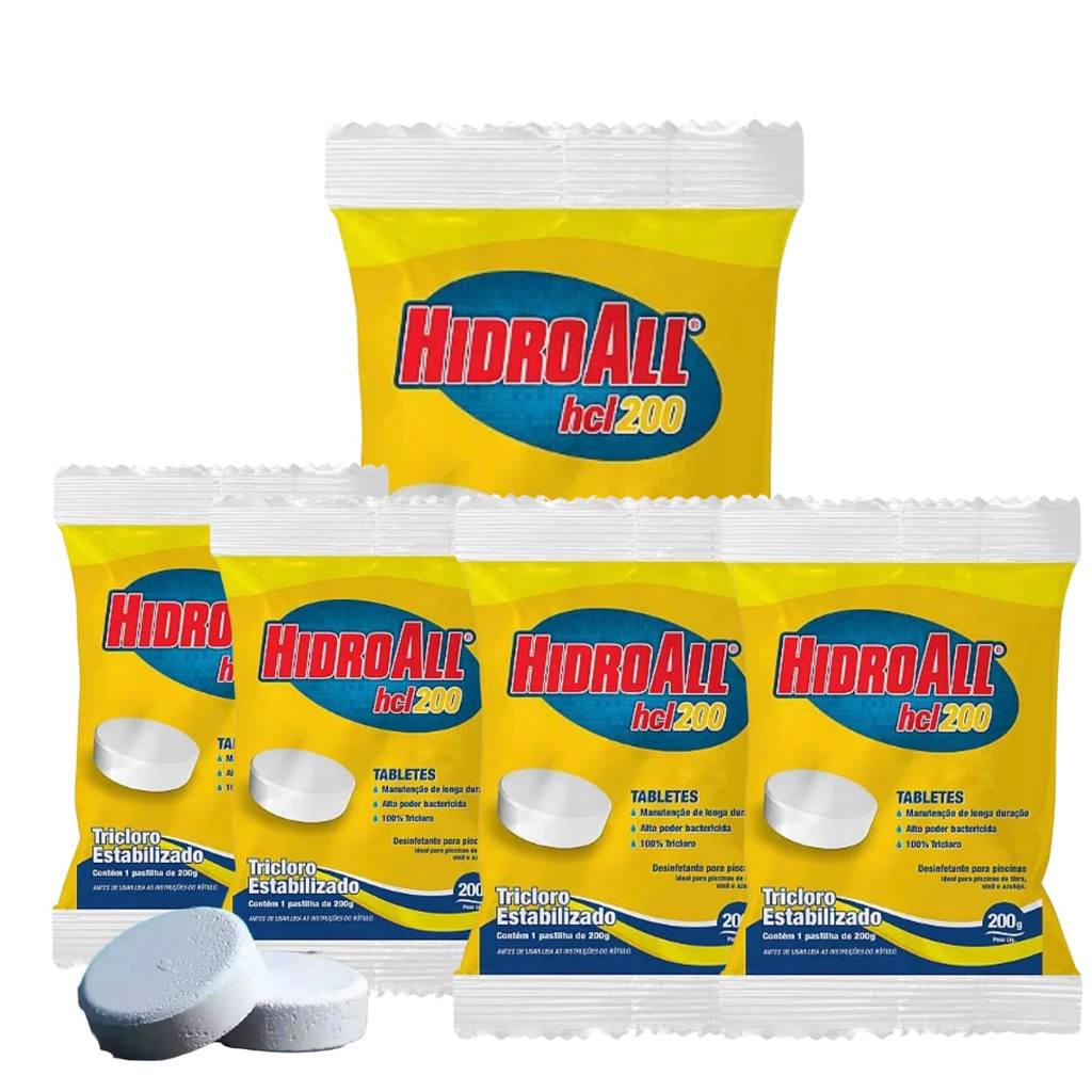 KIT 5 PASTILHA HCL TAB 200G HIDROALL