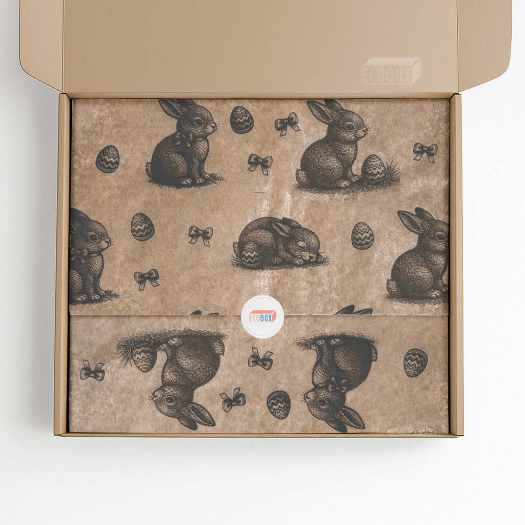 Papel de Seda Kraft Premium Estampa Coelinho Páscoa