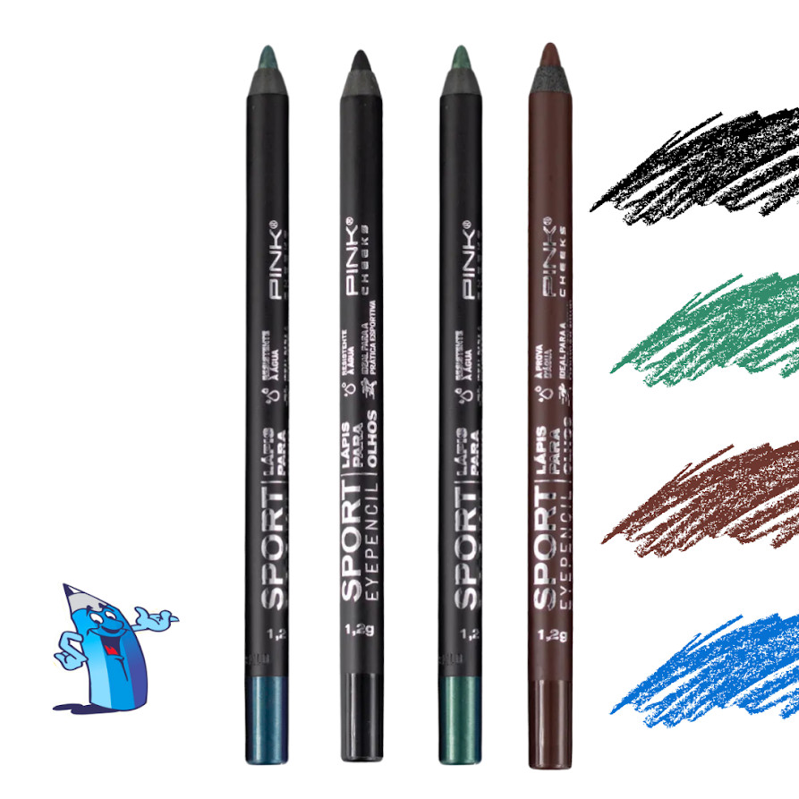 LÁPIS PARA OLHOS SPORT EYEPENCIL 1,2 G PRETO/AZUL/VERDE/MARROM PINK CHEEKS