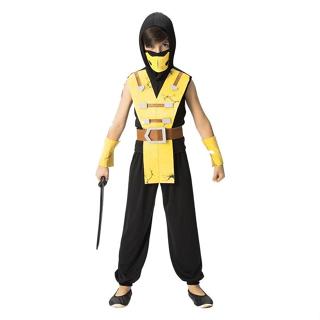 Fantasia de Ninja Infantil Samurai Amarelo Com Capuz e Máscara em Oferta na Shopee
