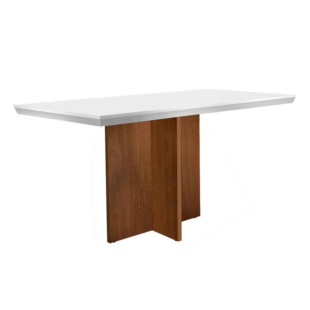 Mesa de Sala Jantar Berlim c/Tampo Madeirado Canto Reto 120x80cm Imbuia - Rufato