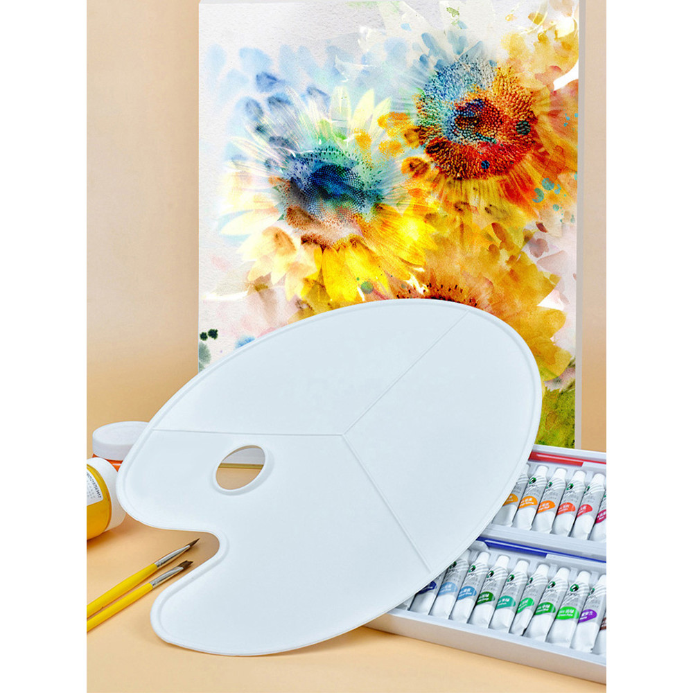 Grande paleta Oval de três linhas paleta de pintura arte estudantes dedicado guache pintura aquarela acrílico pintura a 