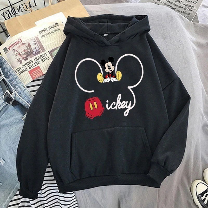 Moletom Canguru Blusa De Frio Mickey Mouse Desenho Disney Unissex  Com capuz  (Mikey Coração)