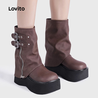 Lovito Botas Plataforma Casuais para mulheres LFA103093 em Oferta na Shopee
