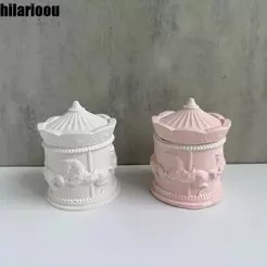 Molde De Silicone De Carrossel , Caixa De Armazenamento De Artesanato DIY Feito À Mão Cimento Epóxi Elegante 3D