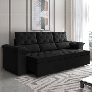 Sofá 3 Lugares Retrátil 210cm Sued York Flash Estofado em Oferta na Shopee
