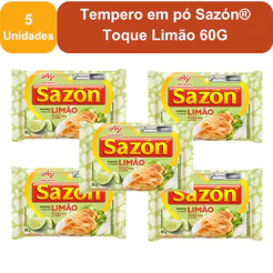 Kit 5 Unidades Tempero em pó Sazón® Toque Limão 60G