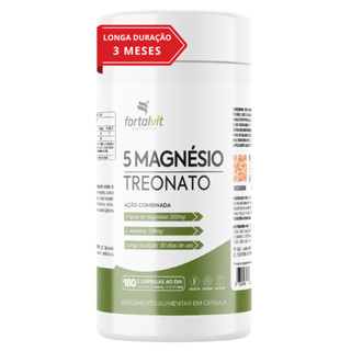 5 Magnésio Treonato 180 Cápsulas, 90 Dias de Uso, Longa Duração, Treonato + 5 tipos de Magnésio, Fortalvit em Oferta na Shopee