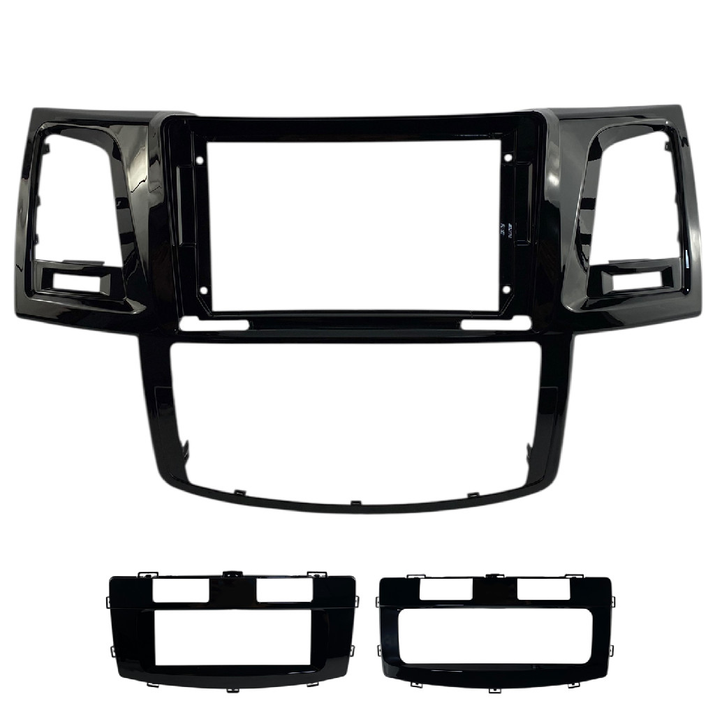 Moldura Painel Multimidia 9 Polegadas Toyota Hilux SW4 2006 A 2015 Ar Digital Black Piano