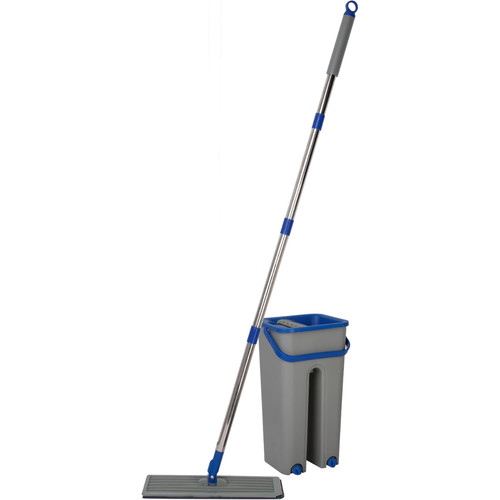 Rodo Flat Mop Cabo Ajustável Balde Lava Seca 2 Refis Alta Absorção Prático Durável Limpeza Fácil