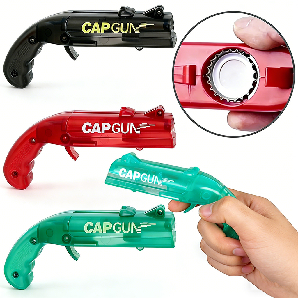 CapGun Portátil 2 Criativo Voando Tampa Lançador Abridor De Cerveja Ferramentas Barra Bebidas Em Forma De