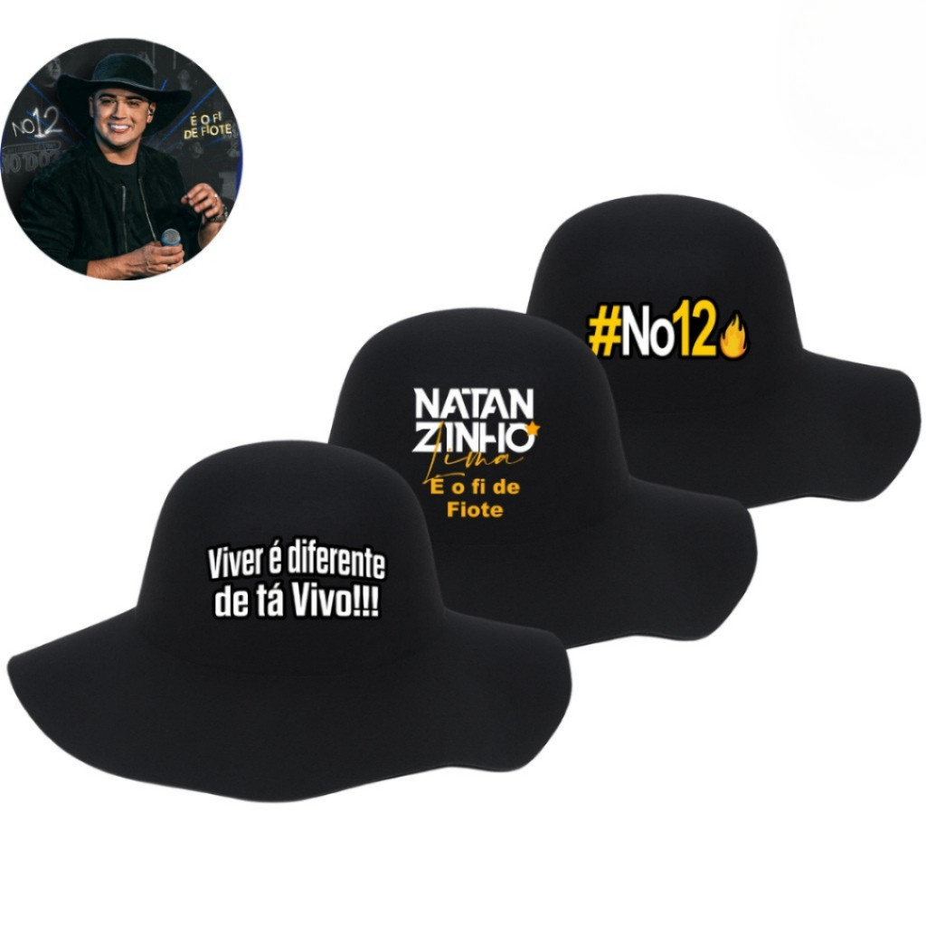 Chapéu de Feltro Natanzinho Lima Cata Ovo Country Vaqueiro Moda frases sertanejo