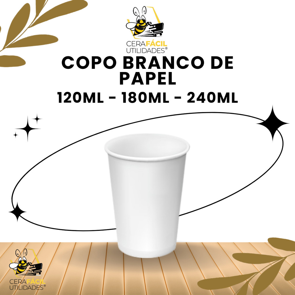 50un - Copo Branco de Papel