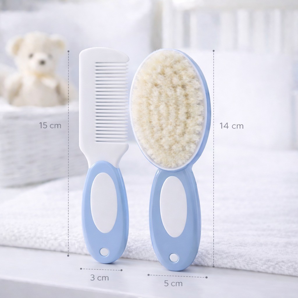 Kit Escova e Pente para Bebê Cerdas Macias Pontas Arredondadas Infantil