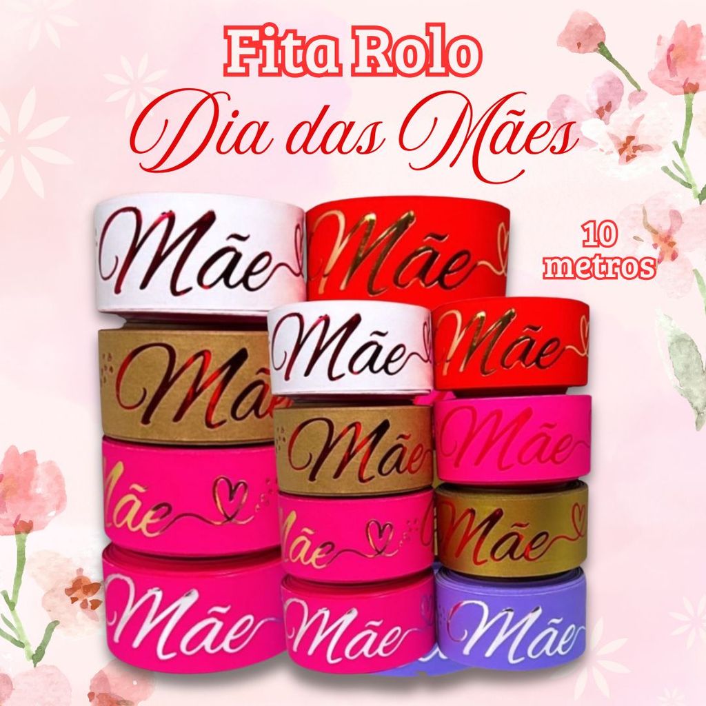 Fita Rolo dia das Mãe Eco (Papel) 10mts em Oferta na Shopee