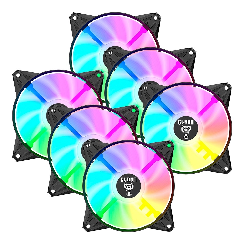 Kit 6 Cooler Fan ARGB Ventoinha para Gabinete Eurus 6pin 12V Preto PC Clanm Gamer