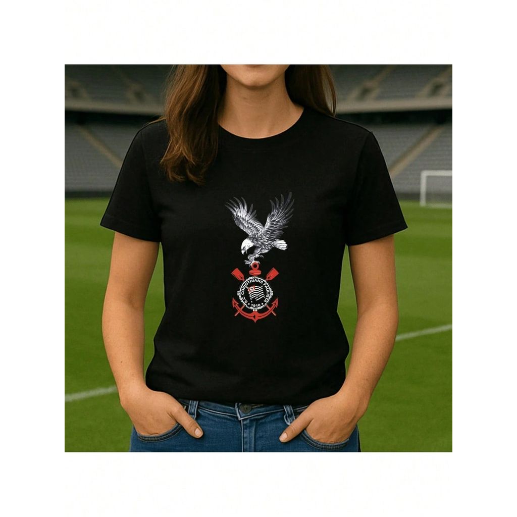 Camiseta Feminina Corinthians Fiel Torcedora Gavião Lançamento Premium | T-Shirt Timão Estilosa Envio Rápido