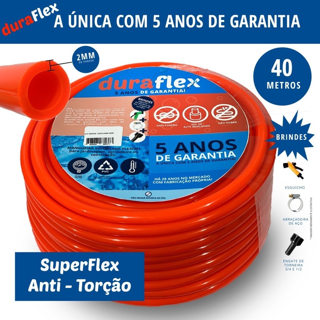 Mangueira De Jardim 40 Metros Duraflex - 5 Anos De Garantia DuraFlex Profissional