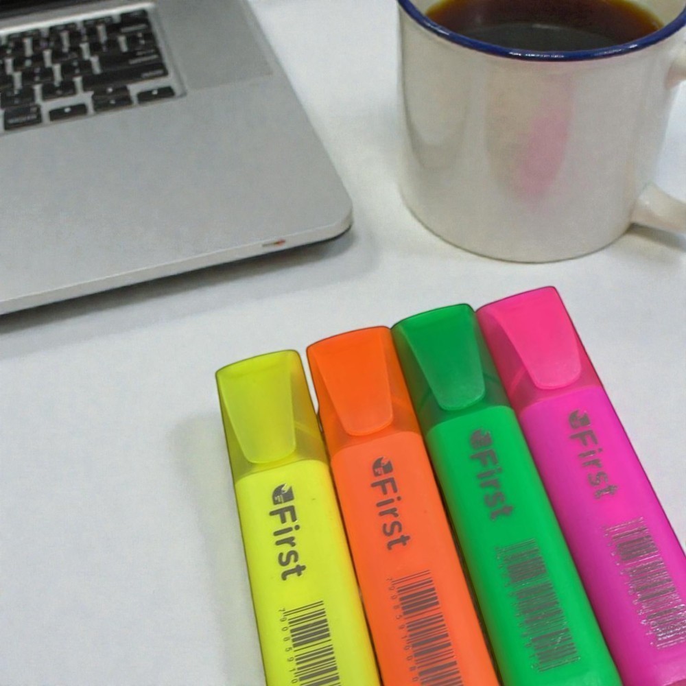 Kit Marca Texto Neon 4 Cores Fluorescente Alto Brilho Estudo Escritório Achadinhos