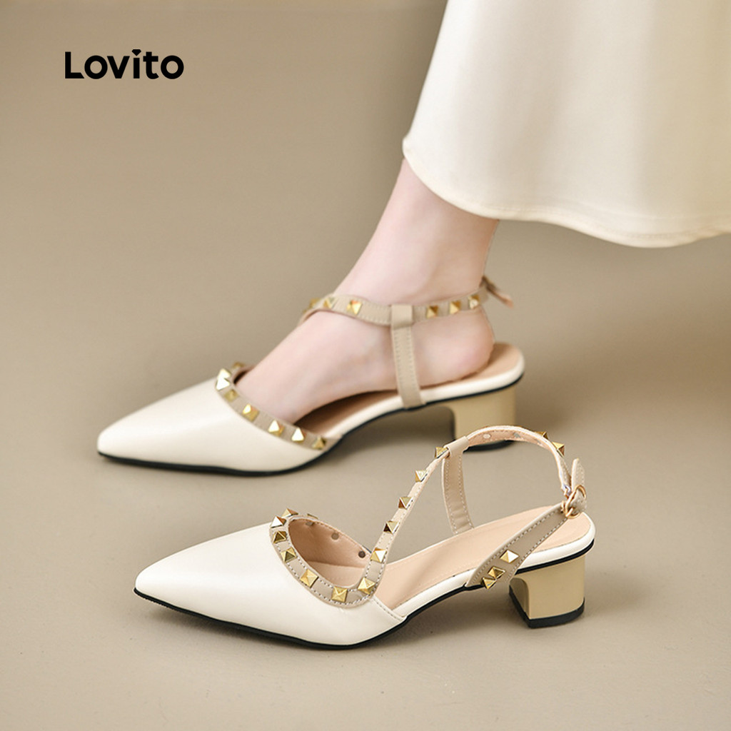 Lovito  Elegantes Saltos com Rebites para Mulheres. LFA109010 em Oferta na Shopee