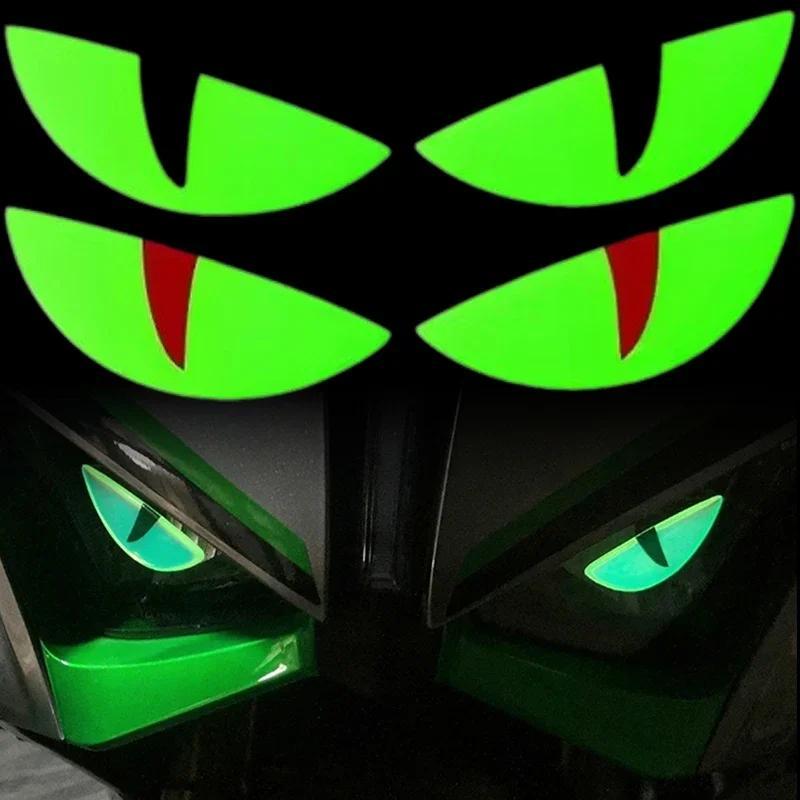 Adesivos Luminosos Para Farol De Motocicleta , Refletivos 3D Olhos Do Diabo , De Gato , Decalque De Vinil , Acessórios D