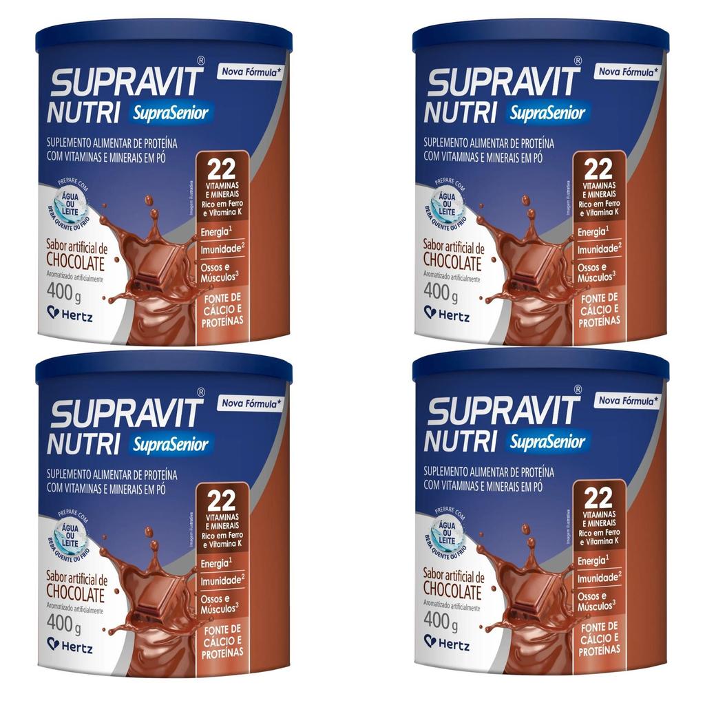 Kit Supravit Nutri Sabor Chocolate Com 4 Unidades De 400g Cada