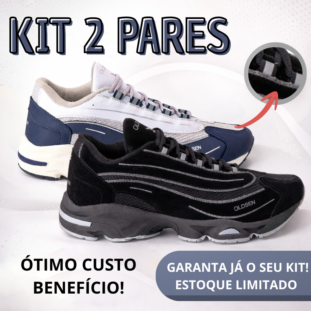 Kit 2 Pares Tenis Masculino Rocket Conforto Casual Passeio Streetwear Urbano Esportivo Lançamento