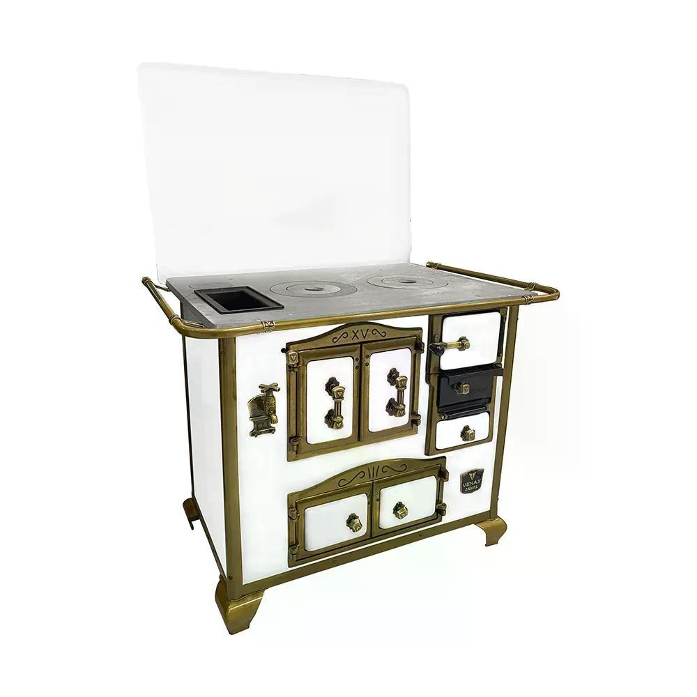 Fogão A Lenha Venax N2 Gabinete Imperador Renaissance Branco Com Tampa E Caldeira - Chaminé Saída Lado Esquerdo