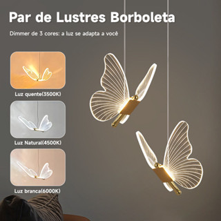 Luminária Arandela Borboleta，Pendente Borboleta De LED,Lâmpada De Teto Borboleta ,3Tons de Luz,Iluminação Interna Nordic em Oferta na Shopee