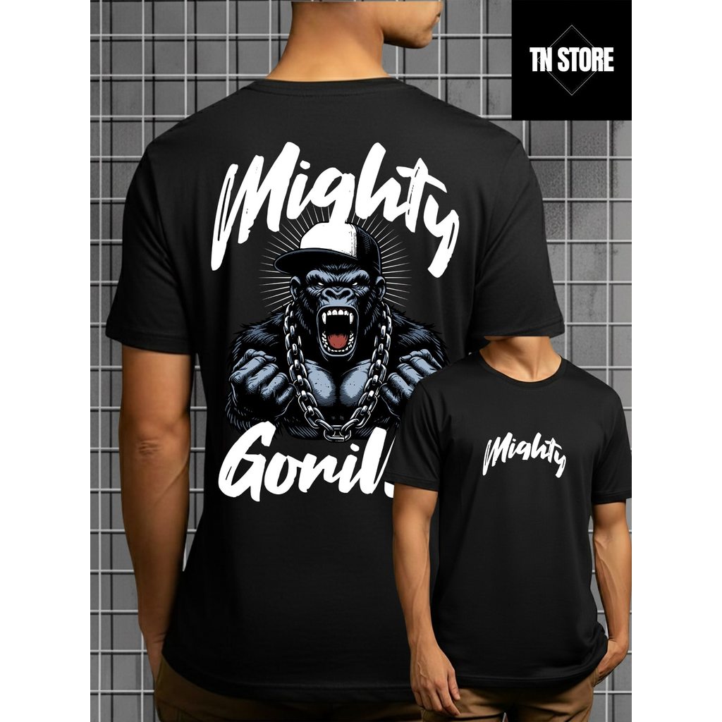 Camiseta Mighty Gorilla Fitness Academia Camisa Blusa Unissex Masculino Feminino 100% Algodão Preto Branco Plus Size