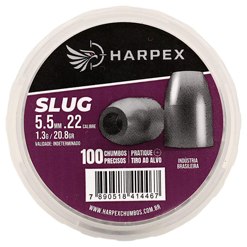 Chumbinho Harpex Slug Alta precisão 5.5mm (.22) - 100un em Oferta na Shopee