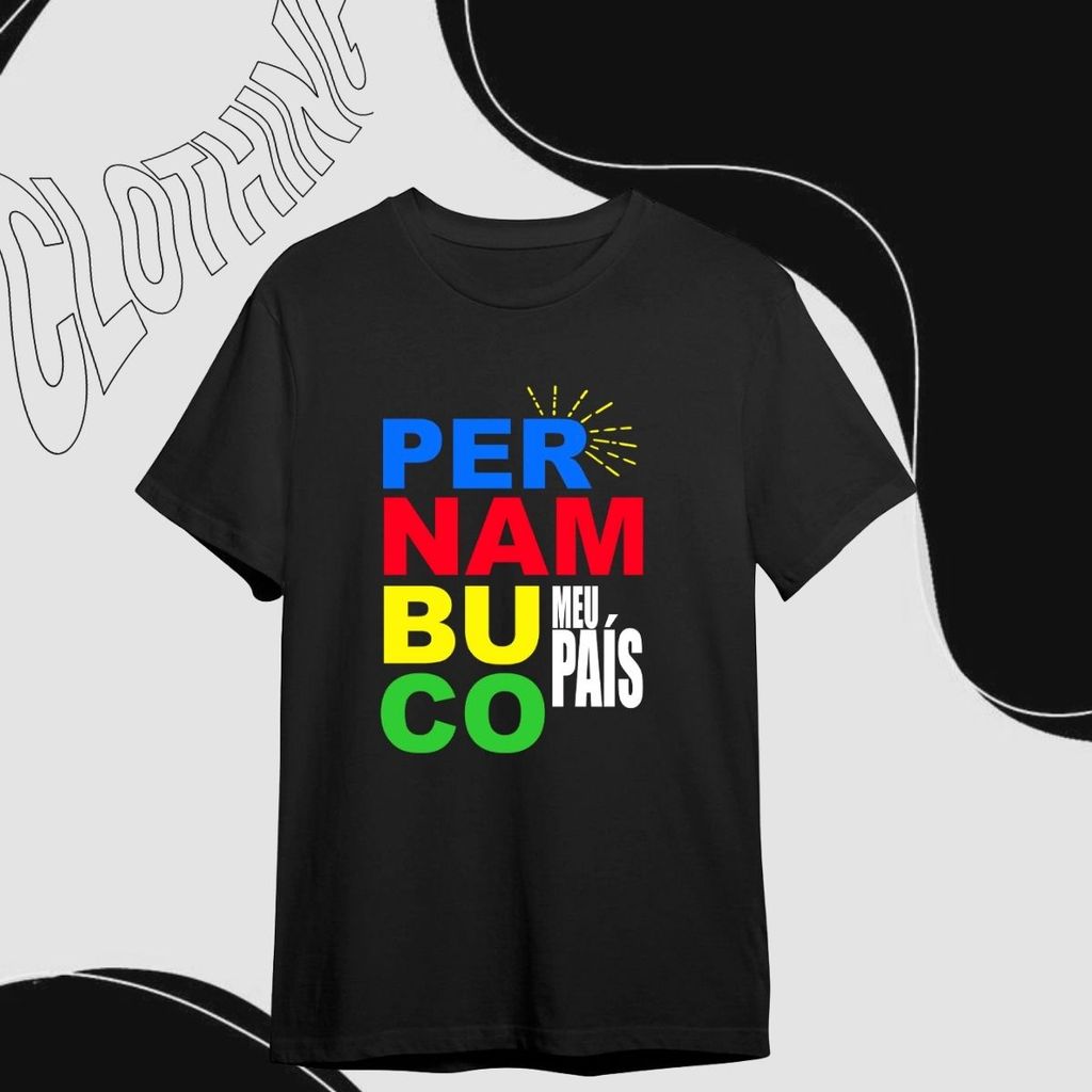 Camiseta Estilo Pernambuco Nordeste Brasil Meu País Estética Urbana Streetwear Estampa Colorida Casual Minimalista