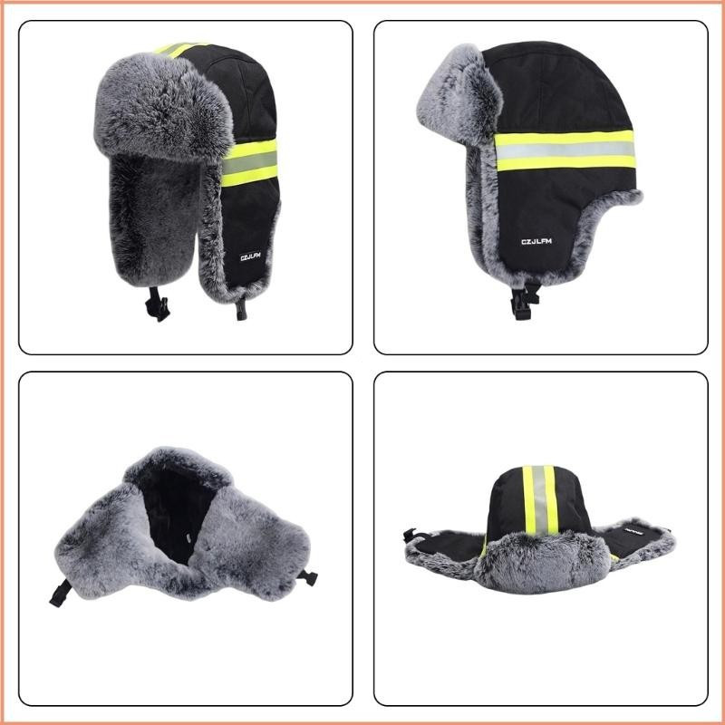 Yao Reflexivo Listra Trapper Chapéu Para Bonés Óculos Vintage Abas Orelha Peludas Inverno Quente Térmico