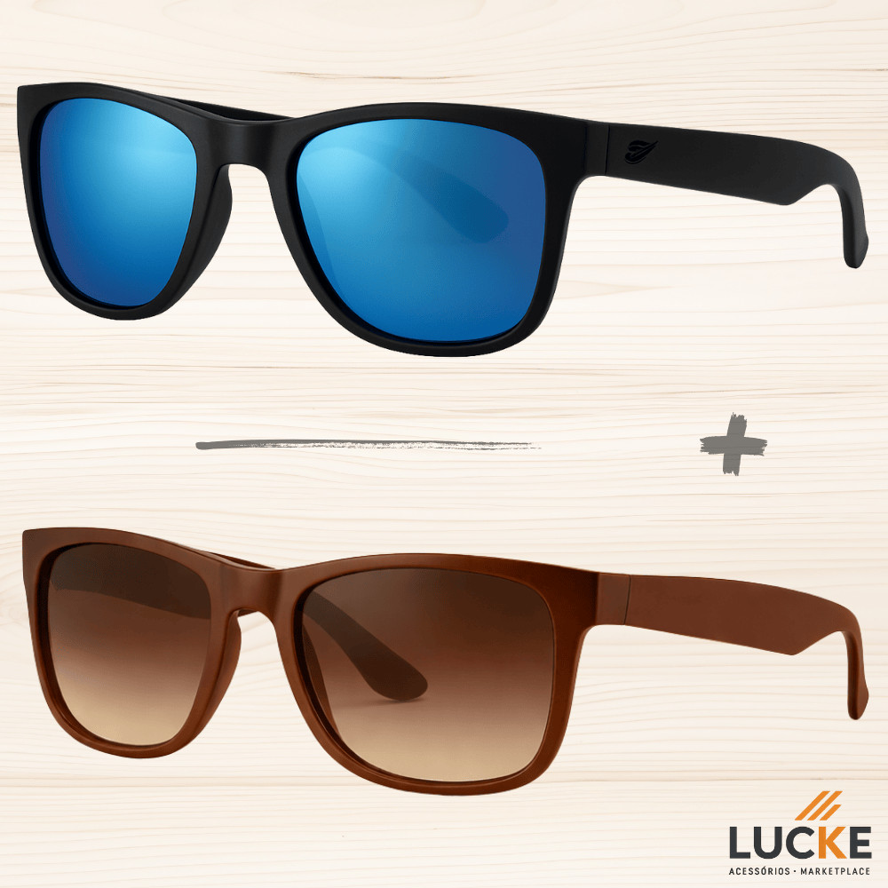 Kit 2 Óculos de Sol Estilo Justin Quadradinho Acetato UNISSEX Diversas Cores