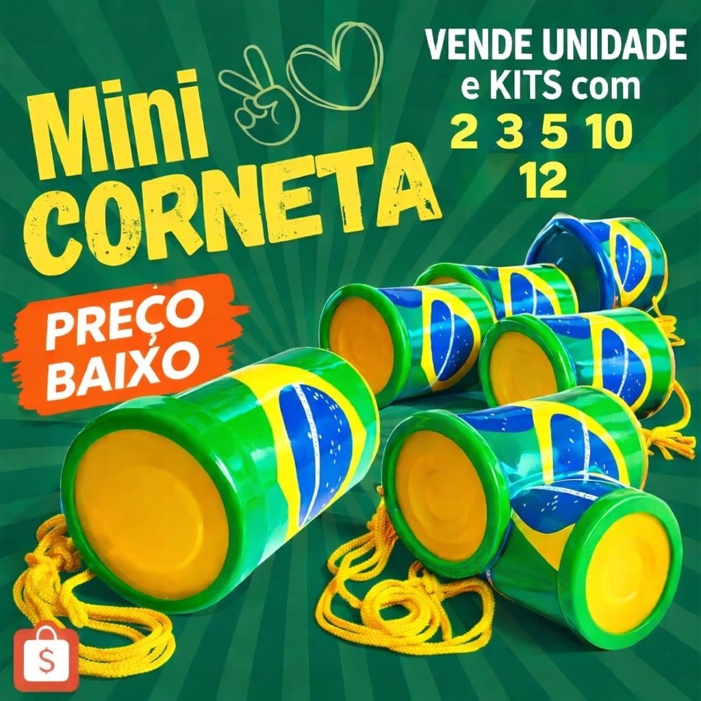 Corneta Apito Buzina Brasil Mini Corneta Pequena Copa Do Mundo Torcedor Hexa Lembrancinha Festa Crianças  kit em Oferta na Shopee