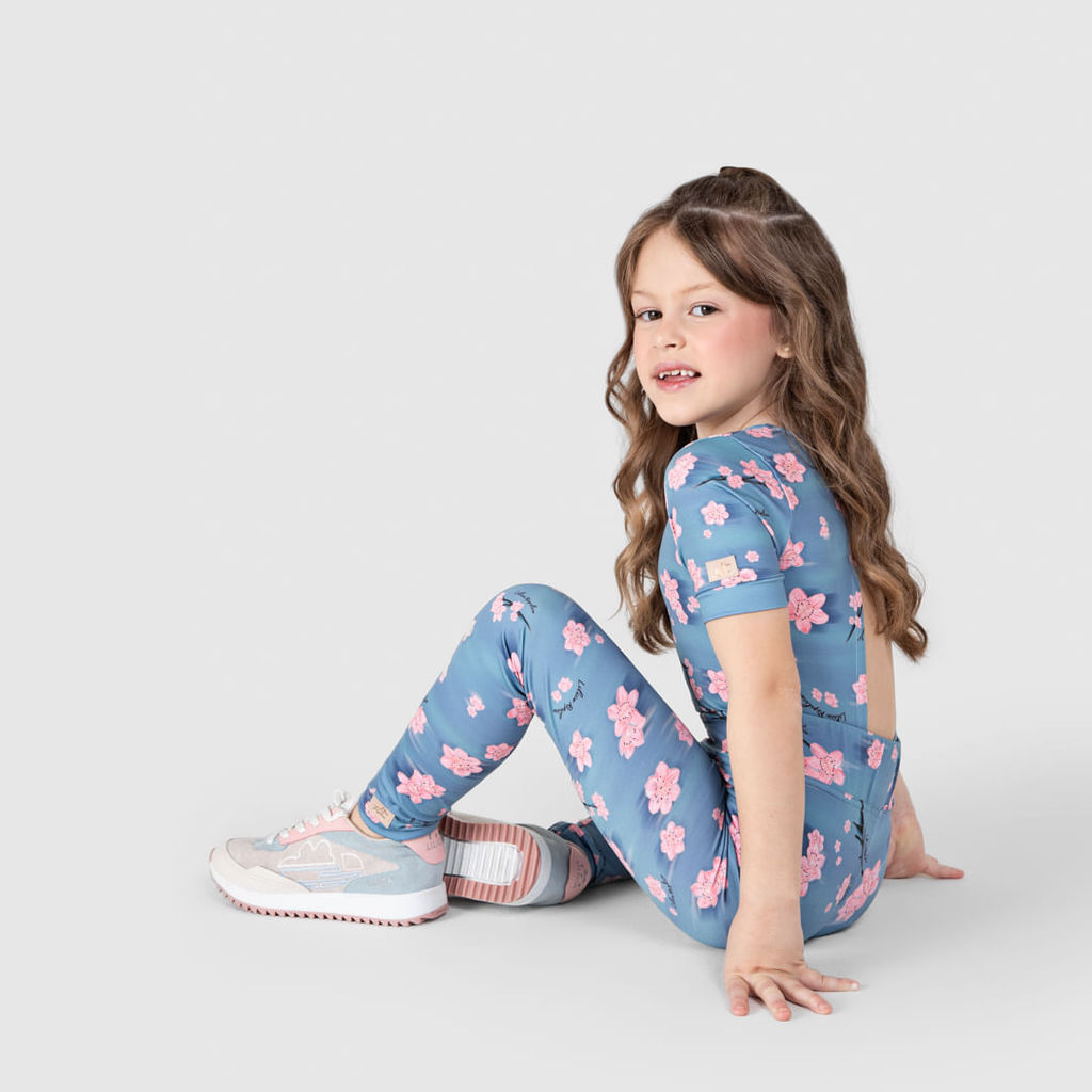 Body Thermo Dry Floral Manga Curta Infantil Feminino Lilica Ripilica