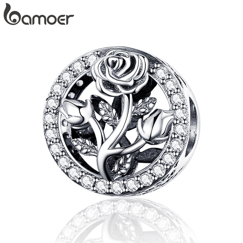 Bamoer Bead Rose Garden Pingente DIY Pulseira Colar Acessórios Para Presentes Femininos